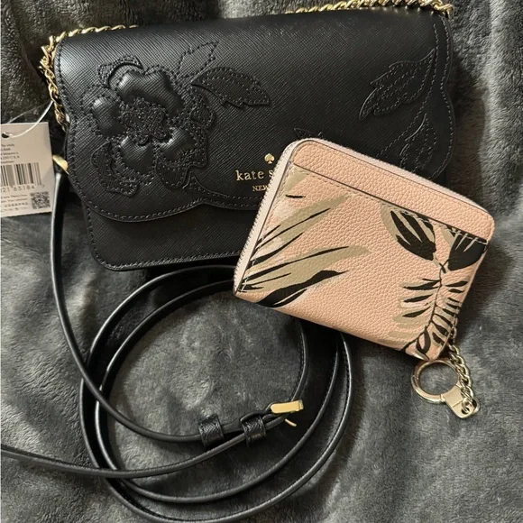 Kate Spade Black Floral Embossed Women's Bag - Picture 5 of 5